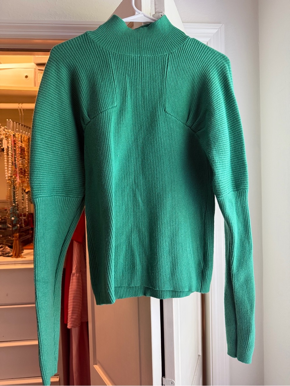 Women’s Green Ribbed Turtleneck Sweater
